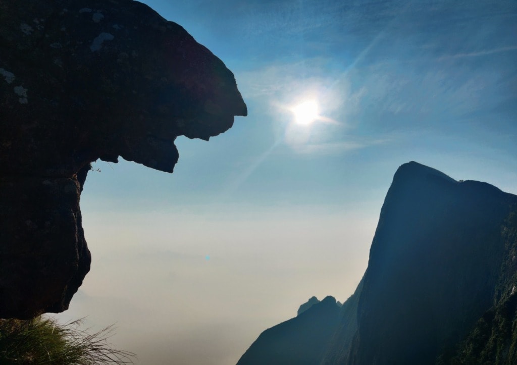 Jaguar Rock at Kolukkumalai sunrise viewpoint in Munnar